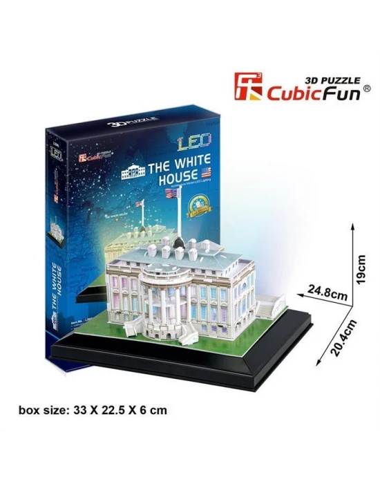 Cubic Fun 3D 56 Parça Led Puzzle Beyaz Saray - ABD  (Led Işıklı)