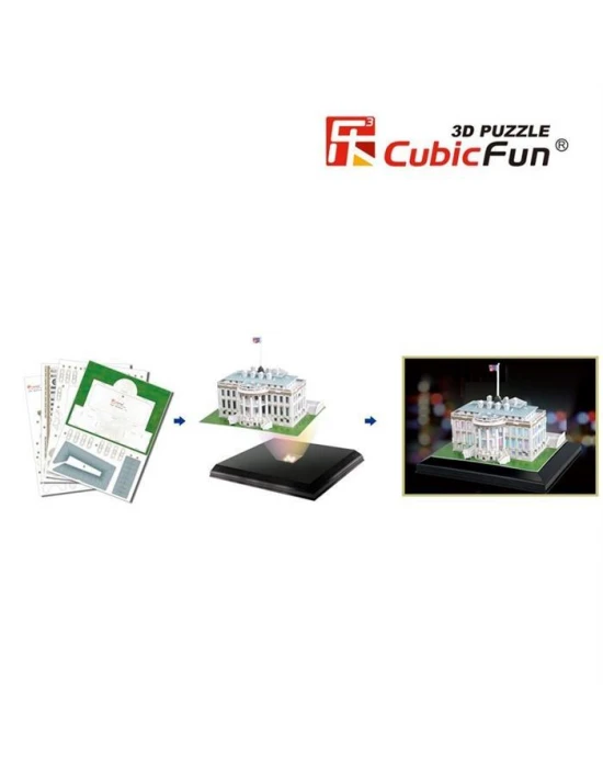 Cubic Fun 3D 56 Parça Led Puzzle Beyaz Saray - ABD  (Led Işıklı)