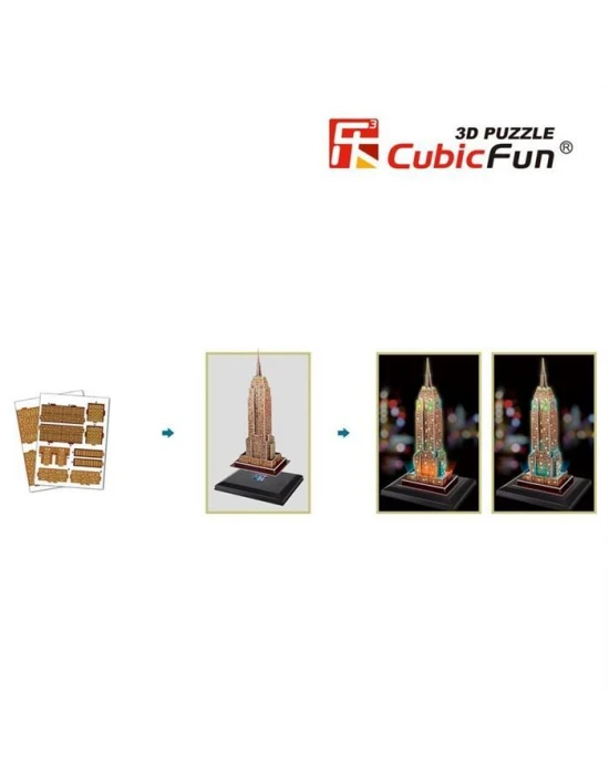 Cubic Fun 3D 38 Parça Puzzle Empire State Binası ABD Led Işıklı