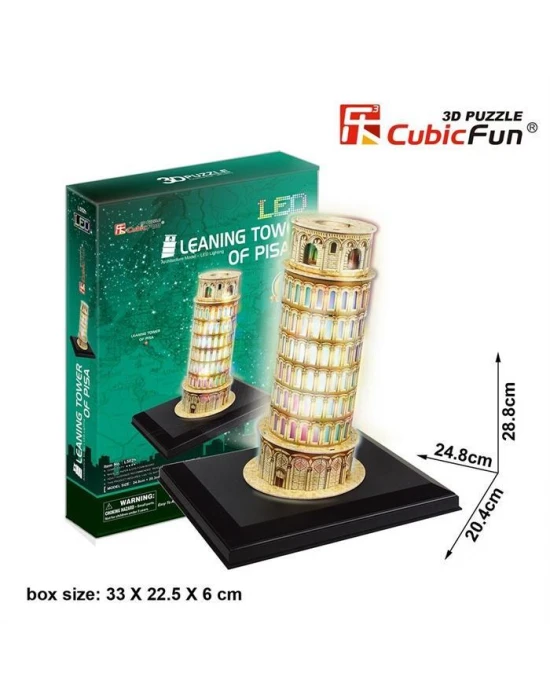 Cubic Fun 3D 15 Parça Led Puzzle Pisa Kulesi - İtalya (Led Işıklı