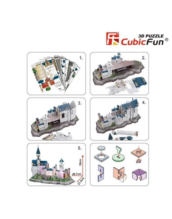 Cubic Fun 3D 128 Parça Puzzle Neuschwanstein Kalesi - Almanya (Le