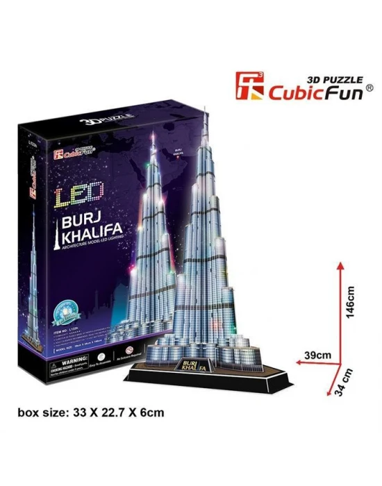 Cubic Fun 3D 136 Parça Led Puzzle Burç Halife Binası - Dubai (Led