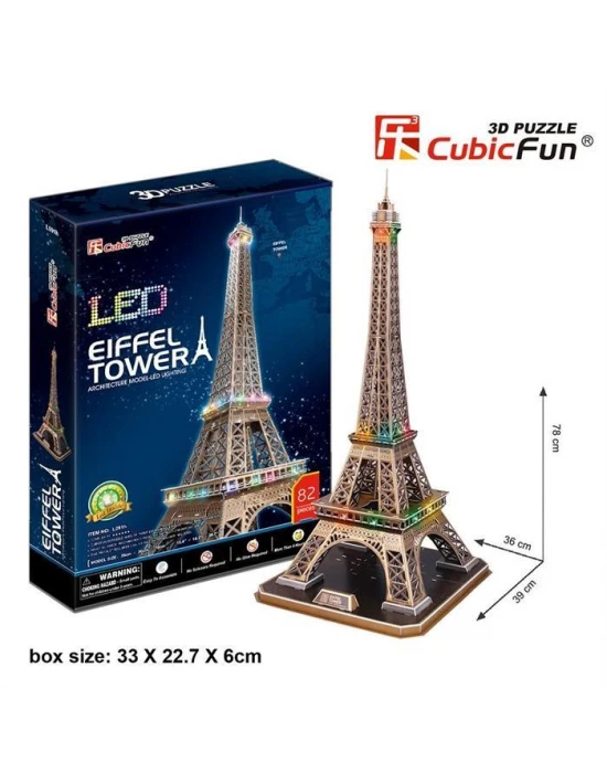 Cubic Fun 3D 82 Parça Puzzle Eiffel Kulesi - Fransa (Led Işıklı)