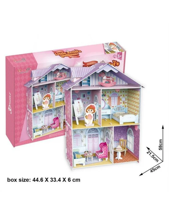 Cubic Fun 3D 60 Parça Çocuk Puzzle Küçük Artistin Evi