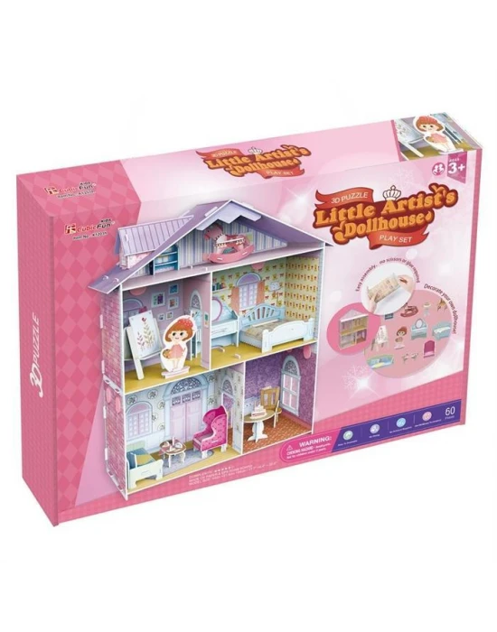 Cubic Fun 3D 60 Parça Çocuk Puzzle Küçük Artistin Evi