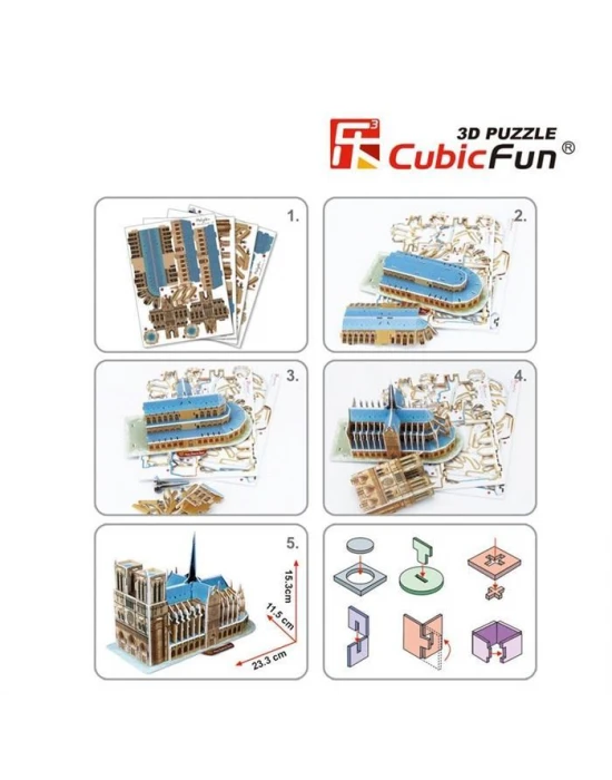 Cubic Fun 3D 40 Parça Puzzle Notre Dame Kilisesi - Fransa