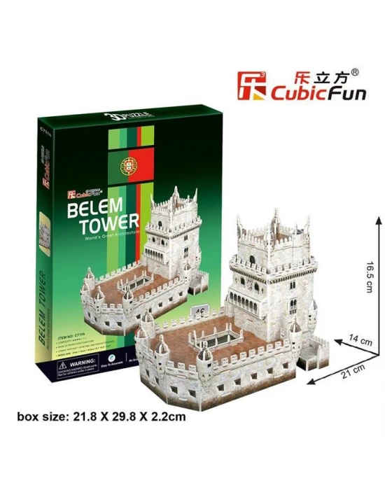 Cubic Fun 3D 46 Parça Puzzle Belem Kulesi - Portekiz