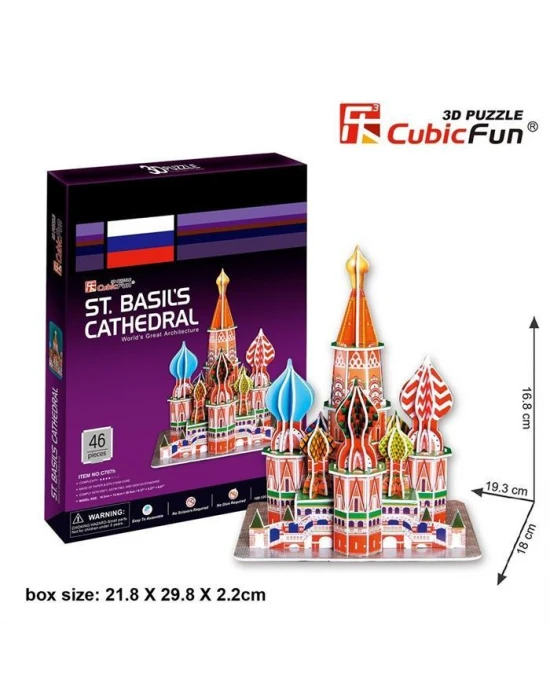 Cubic Fun 3D 47 Parça Puzzle St. Aziz Vasil Katedrali - Rusya