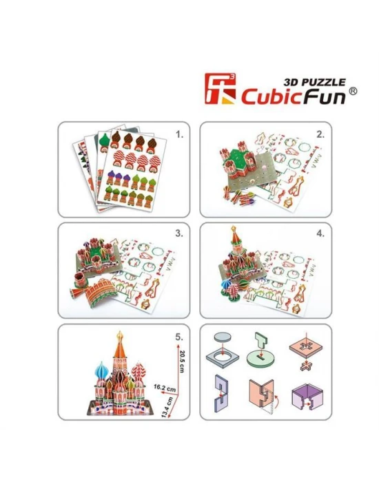 Cubic Fun 3D 47 Parça Puzzle St. Aziz Vasil Katedrali - Rusya