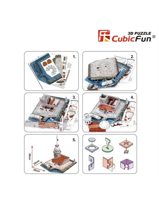 Cubic Fun 3D 66 Parça Puzzle Kız Kulesi