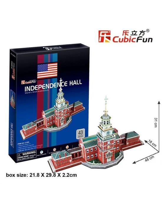 Cubic Fun 3D 43 Parça Puzzle Independence Hall Bağımsızlık Salonu