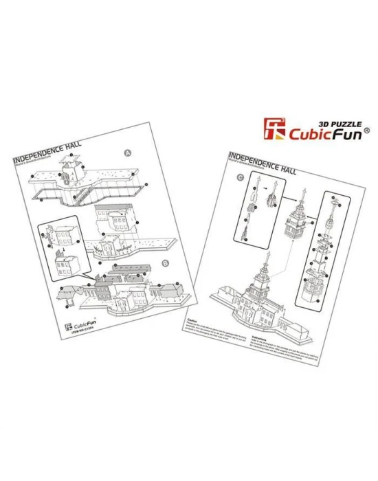 Cubic Fun 3D 43 Parça Puzzle Independence Hall Bağımsızlık Salonu