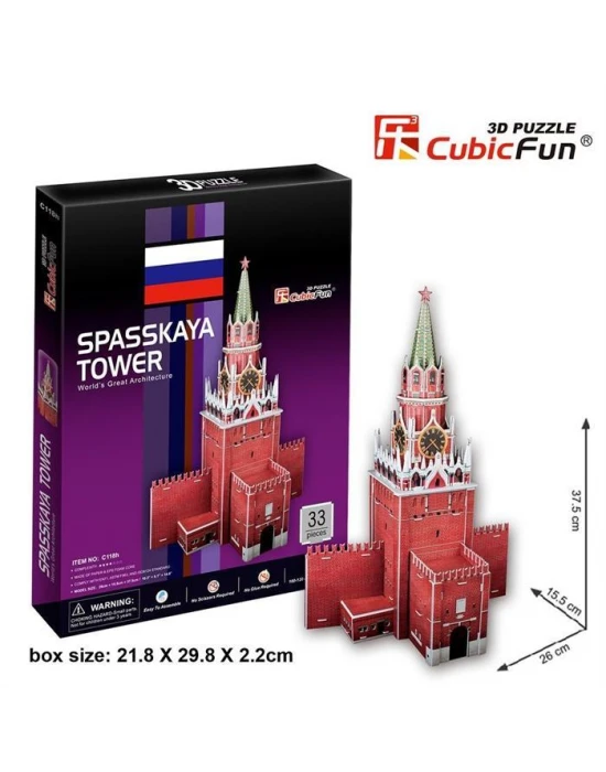 Cubic Fun 3D 33 Parça Puzzle Spasskaya Kulesi-Rusya