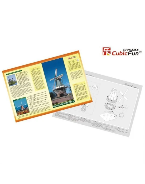 Cubic Fun 3D 45 Parça Puzzle Hollanda Değirmenleri