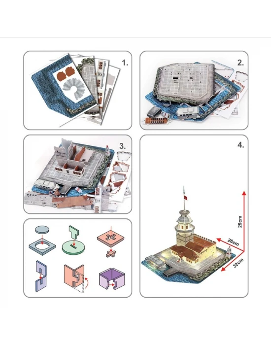 Cubic Fun 3D 66 Parça Led Puzzle Kız Kulesi