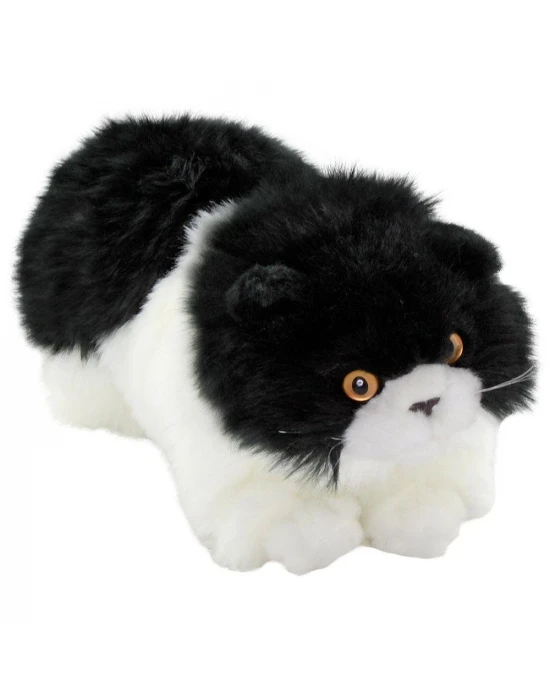 Animals Of The World Siyah Beyaz Yatan Kedi Peluş Oyuncak 26 cm
