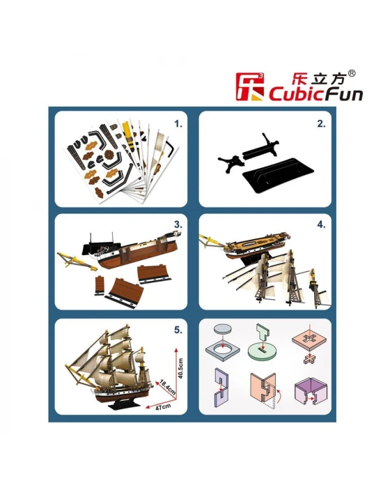 Cubic Fun 3D 186 Parça Puzzle HMS Beagle Gemisi
