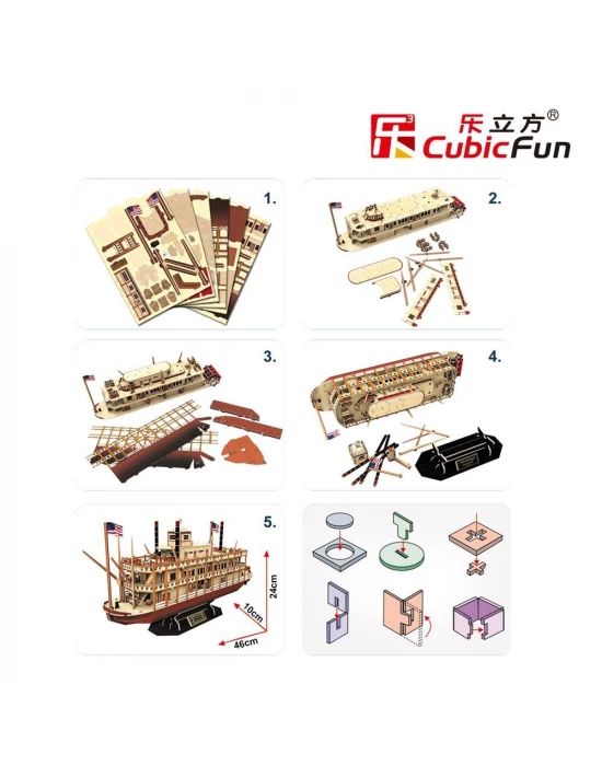 Cubic Fun 3D 142 Parça Puzzle Mississippi Buharlı Gemisi