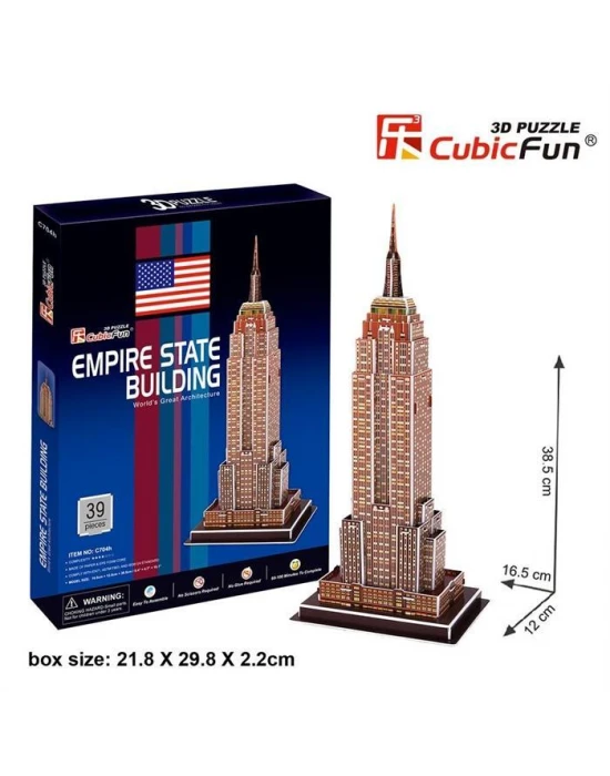 Cubic Fun 3D 39 Parça Puzzle Empire State Binası - ABD