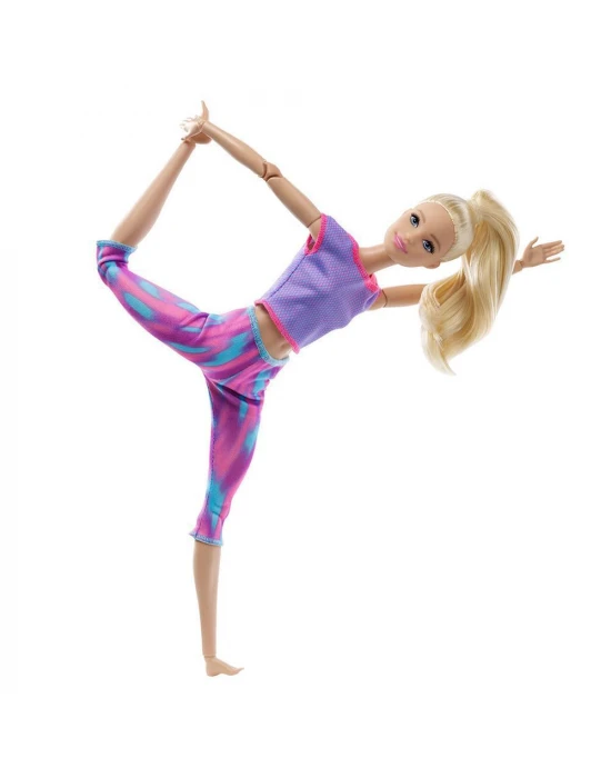Barbie Sonsuz Hareket Bebeği - Sarışın, desenli taytlı