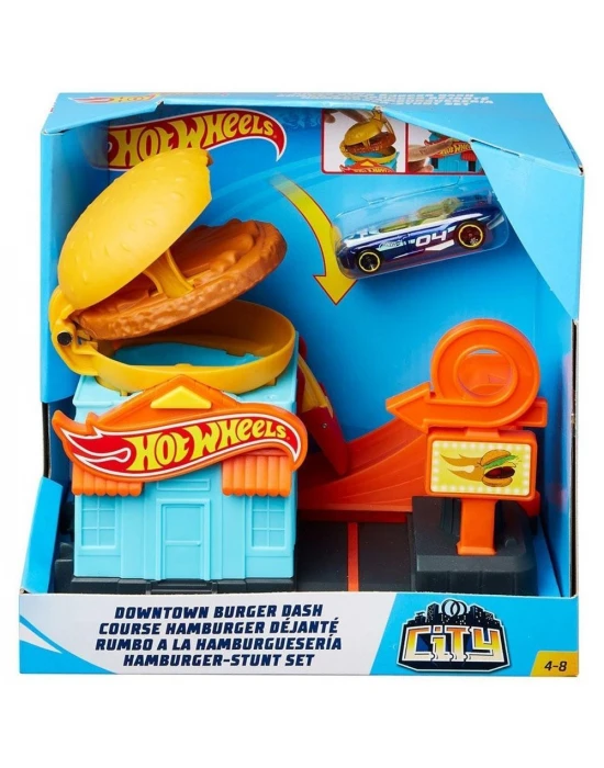 Hot Wheels Şehir Otoparkı Hamburger Restoranı Oyun Seti