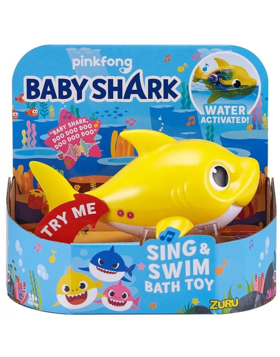Baby Shark Sesli ve Yüzen Köpekbalığı Figür Sarı