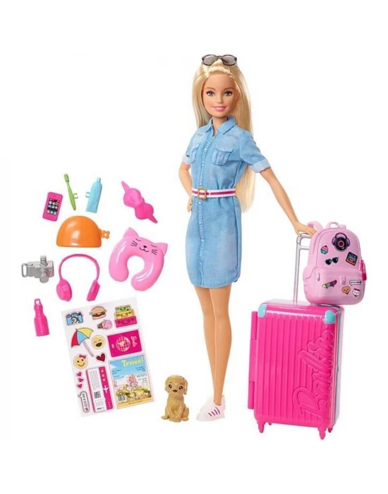 Barbie Seyahatte Bebeği ve Aksesuarları