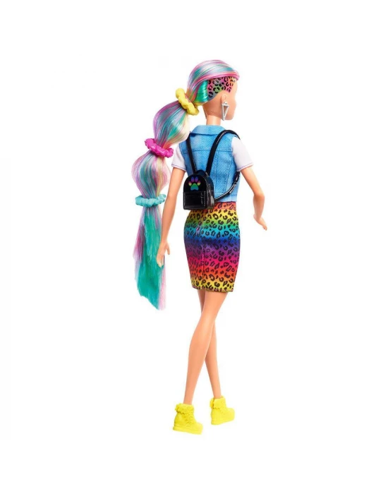 Barbie Leopar Desenli Saçlar Bebeği