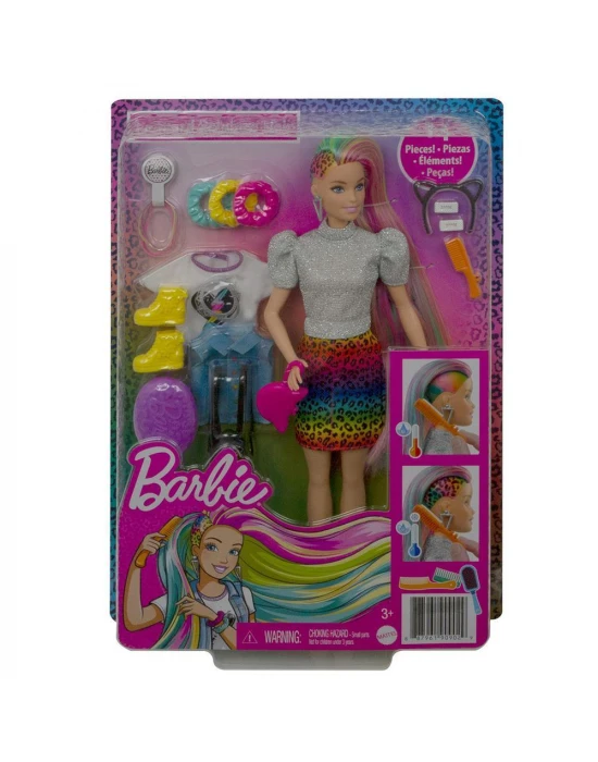 Barbie Leopar Desenli Saçlar Bebeği