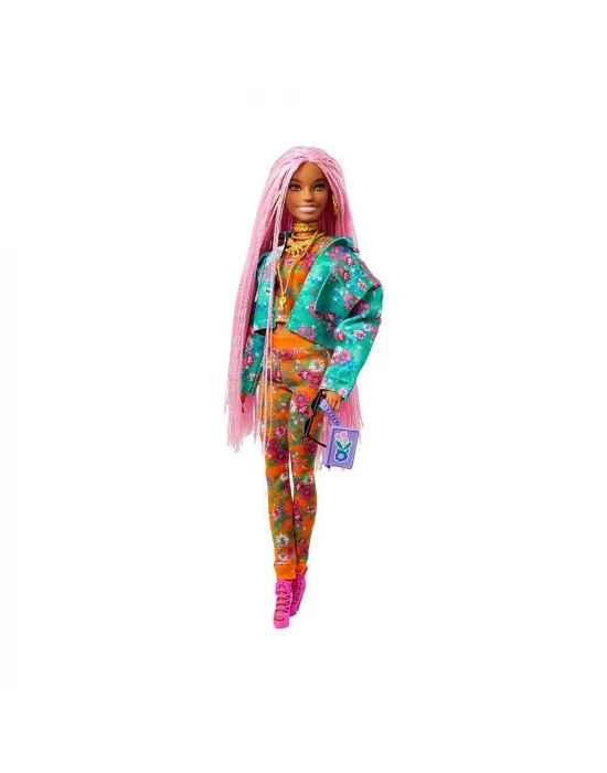 Barbie Extra Pembe Örgü Saçlı Bebek