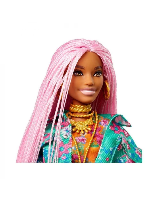 Barbie Extra Pembe Örgü Saçlı Bebek