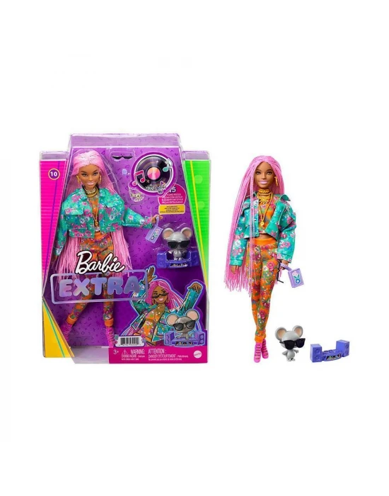 Barbie Extra Pembe Örgü Saçlı Bebek