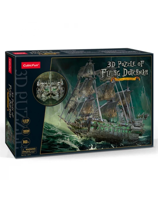 CubicFun Uçan Hollandalı Korsan Gemisi 3D Puzzle 360 Parça LED Iş