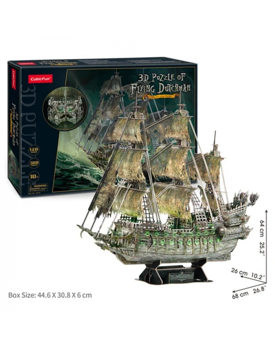 CubicFun Uçan Hollandalı Korsan Gemisi 3D Puzzle 360 Parça LED Iş