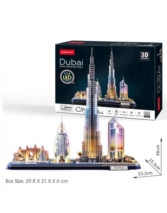 CubicFun Dubai 3D Puzzle 182 Parça LED Işıklı