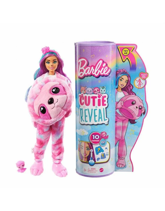 Barbie Cutie Reveal Bebekler Seri 2 - Çiçekli Tembel Hayvan