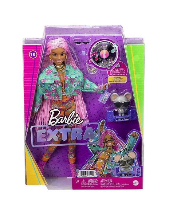 Barbie Extra Pembe Örgü Saçlı Bebek