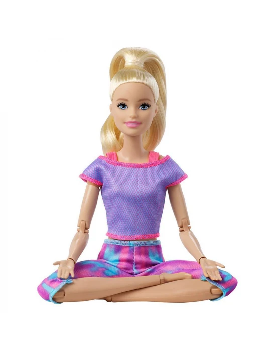 Barbie Sonsuz Hareket Bebeği - Sarışın, desenli taytlı