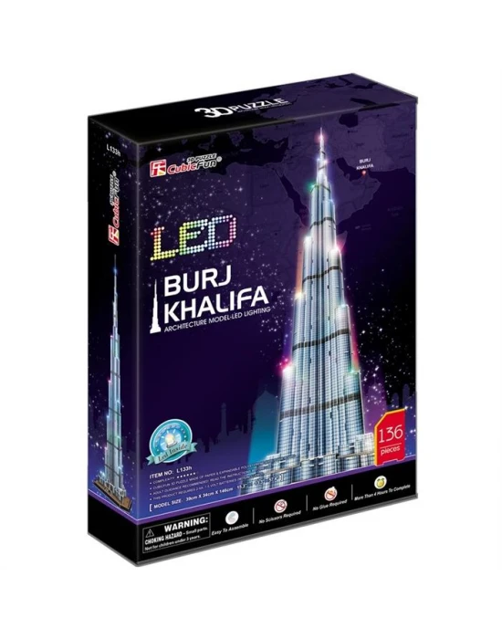 Cubic Fun 3D 136 Parça Led Puzzle Burç Halife Binası - Dubai (Led