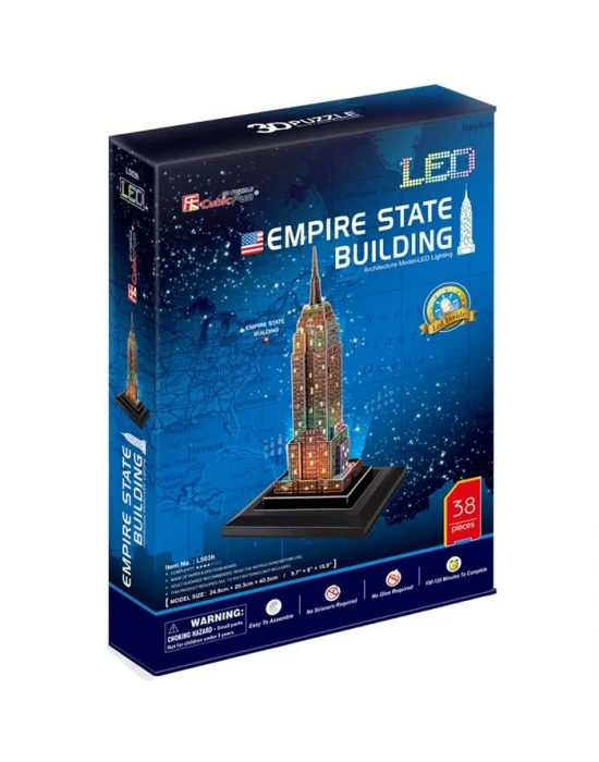 Cubic Fun 3D 38 Parça Puzzle Empire State Binası ABD Led Işıklı