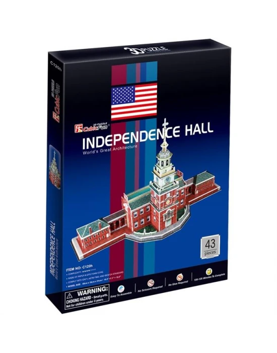 Cubic Fun 3D 43 Parça Puzzle Independence Hall Bağımsızlık Salonu