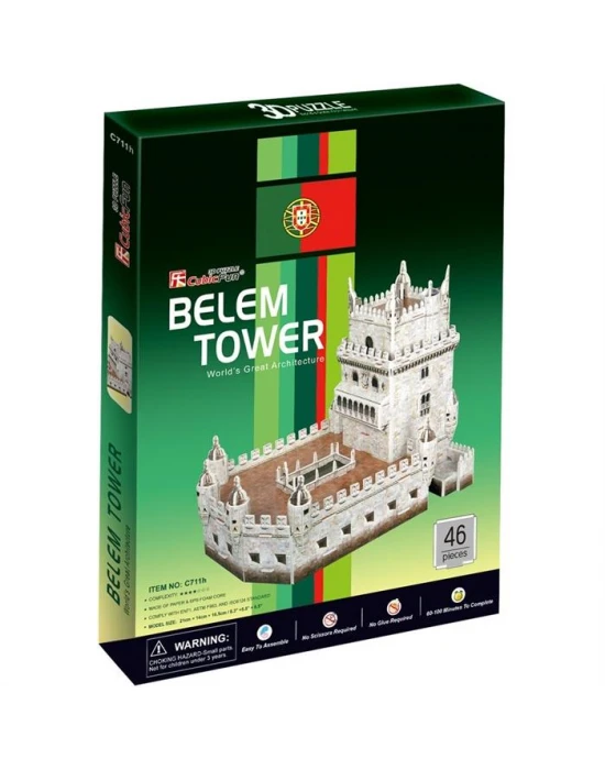 Cubic Fun 3D 46 Parça Puzzle Belem Kulesi - Portekiz