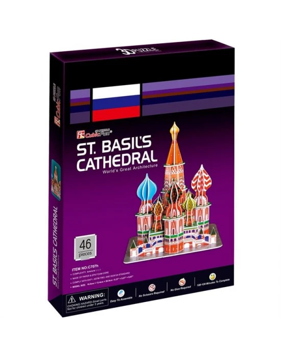 Cubic Fun 3D 47 Parça Puzzle St. Aziz Vasil Katedrali - Rusya