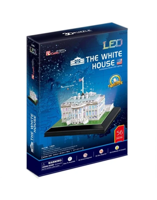 Cubic Fun 3D 56 Parça Led Puzzle Beyaz Saray - ABD  (Led Işıklı)