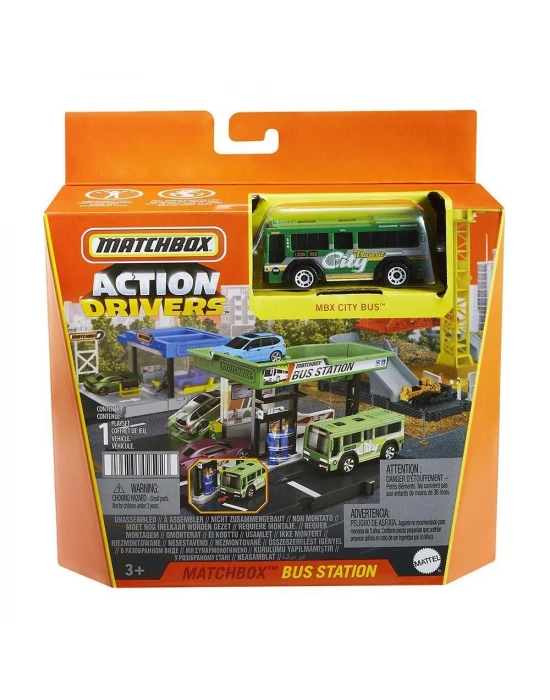 Matchbox Aksiyon Sürücüleri Otobüs Durağı Oyun Seti