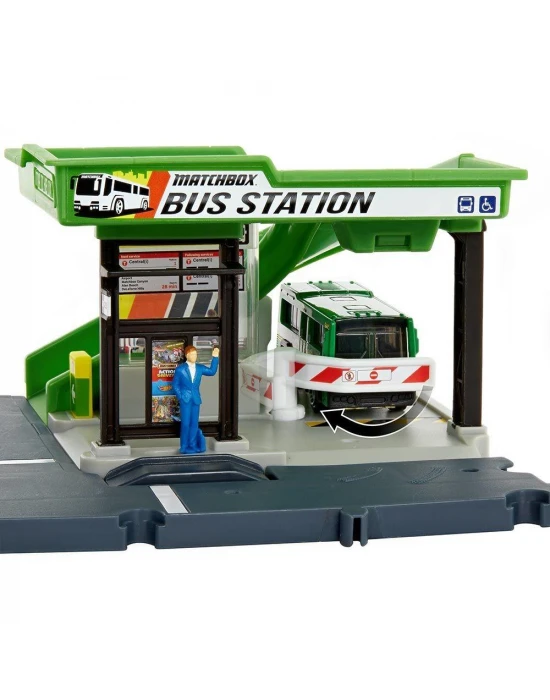 Matchbox Aksiyon Sürücüleri Otobüs Durağı Oyun Seti