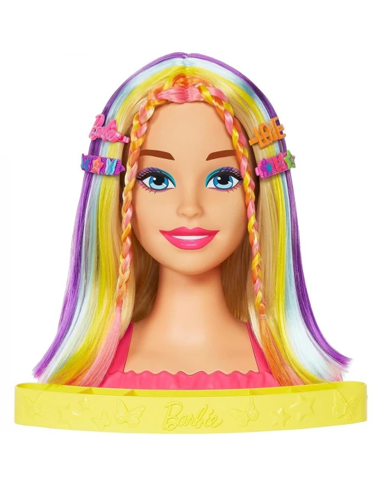 Barbienin Gökkuşağı Saçlı Büstü ve Aksesuarları