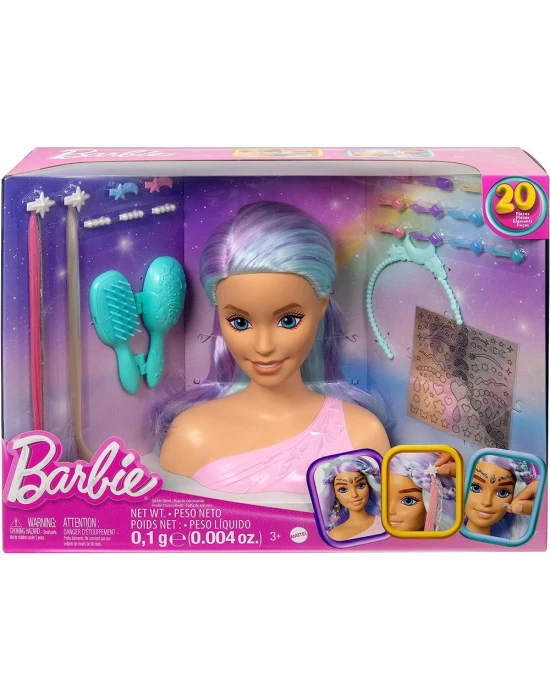 Barbienin Renkli Saçlı Büstü ve Aksesuarları HMD82