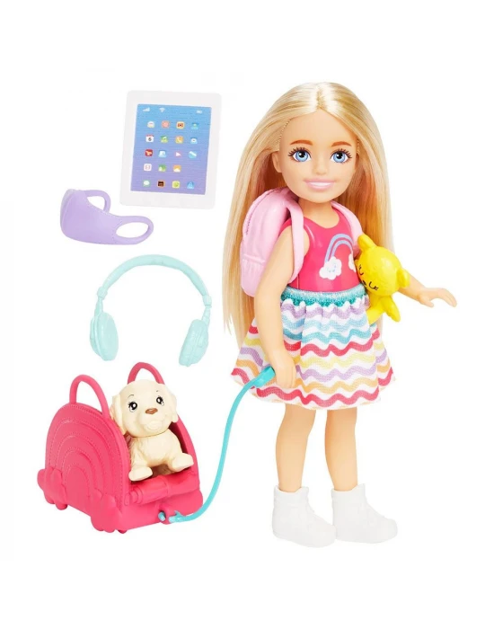 Barbie Seyahatte Chelsea Bebek ve Aksesuarları HJY17