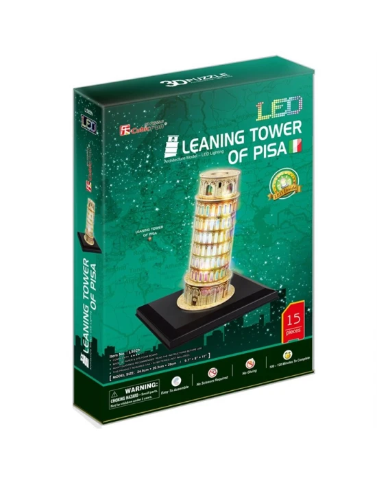 Cubic Fun 3D 15 Parça Led Puzzle Pisa Kulesi - İtalya (Led Işıklı
